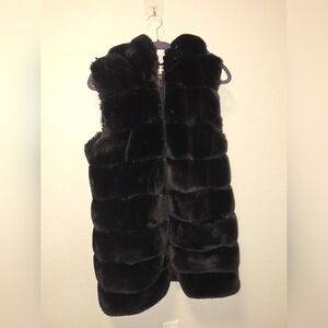 Via Spiga Black Faux Fur Vest